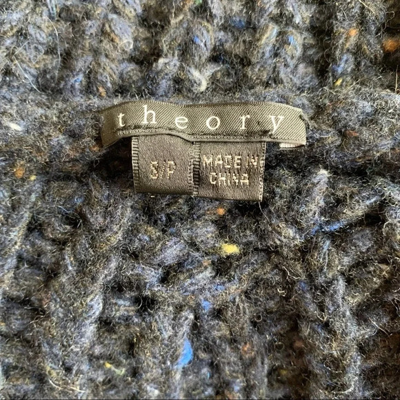 Theory Chunky Wool Cashmere Cardigan BinC Size Small Petite Blue - Picture 4 of 7